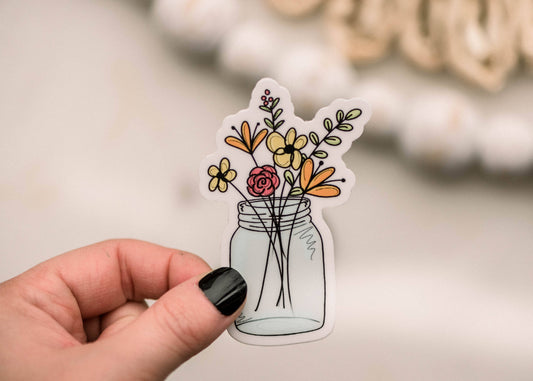 Mason Jar Flowers Sticker